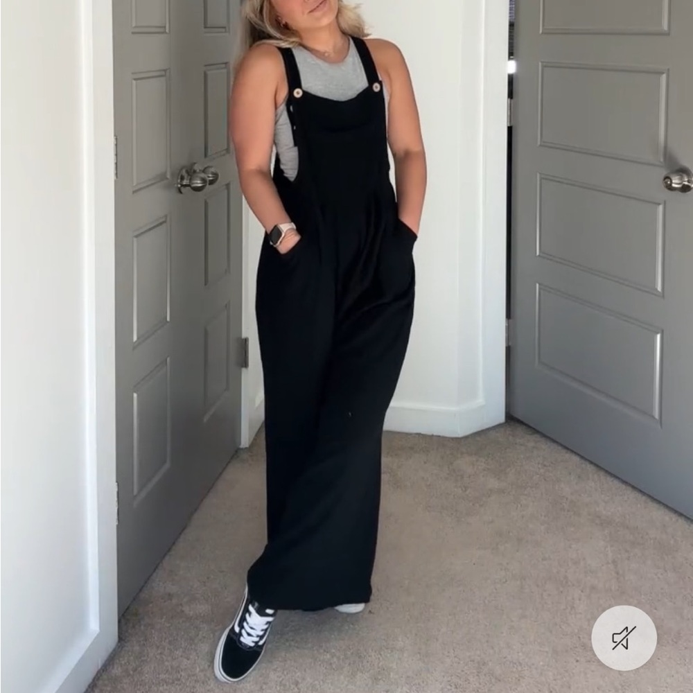 Black Linen Overalls
